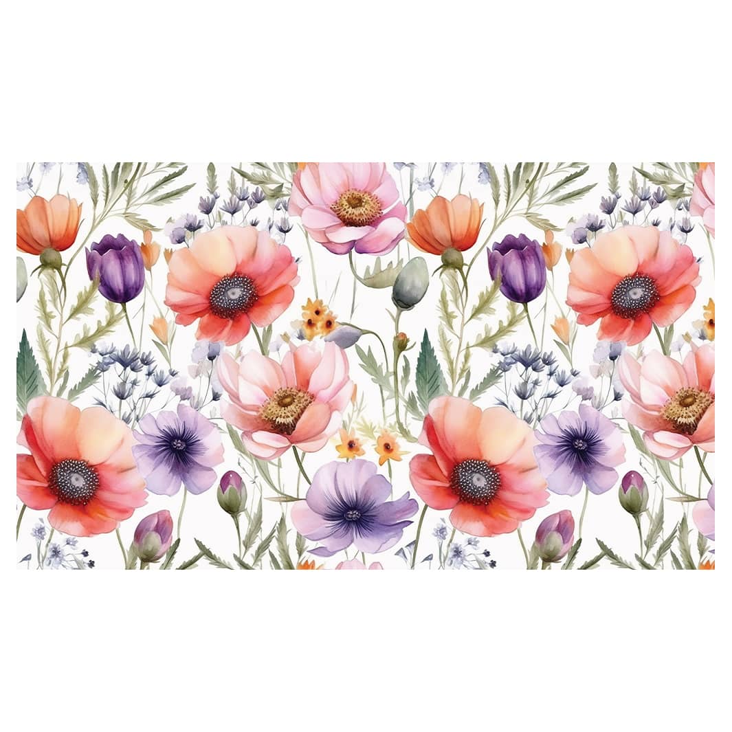 WATERCOLOUR WILDFLOWER PATTERN TABLECLOTH