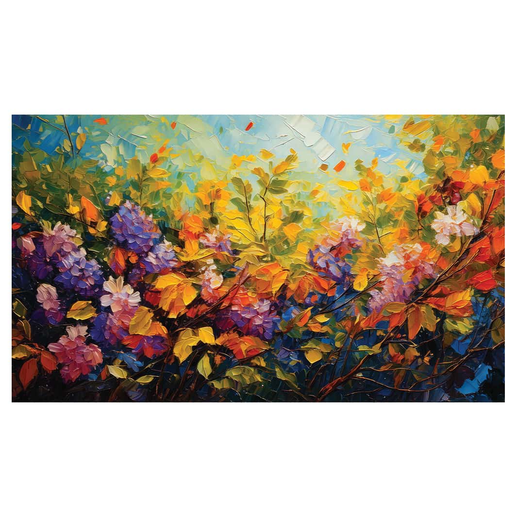 OIL PAINTED SPRING LEAVES TABLECLOTH