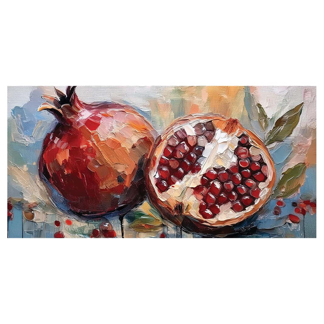 OIL PAINTED POMEGRANATE WITH SEEDS TABLECLOTH