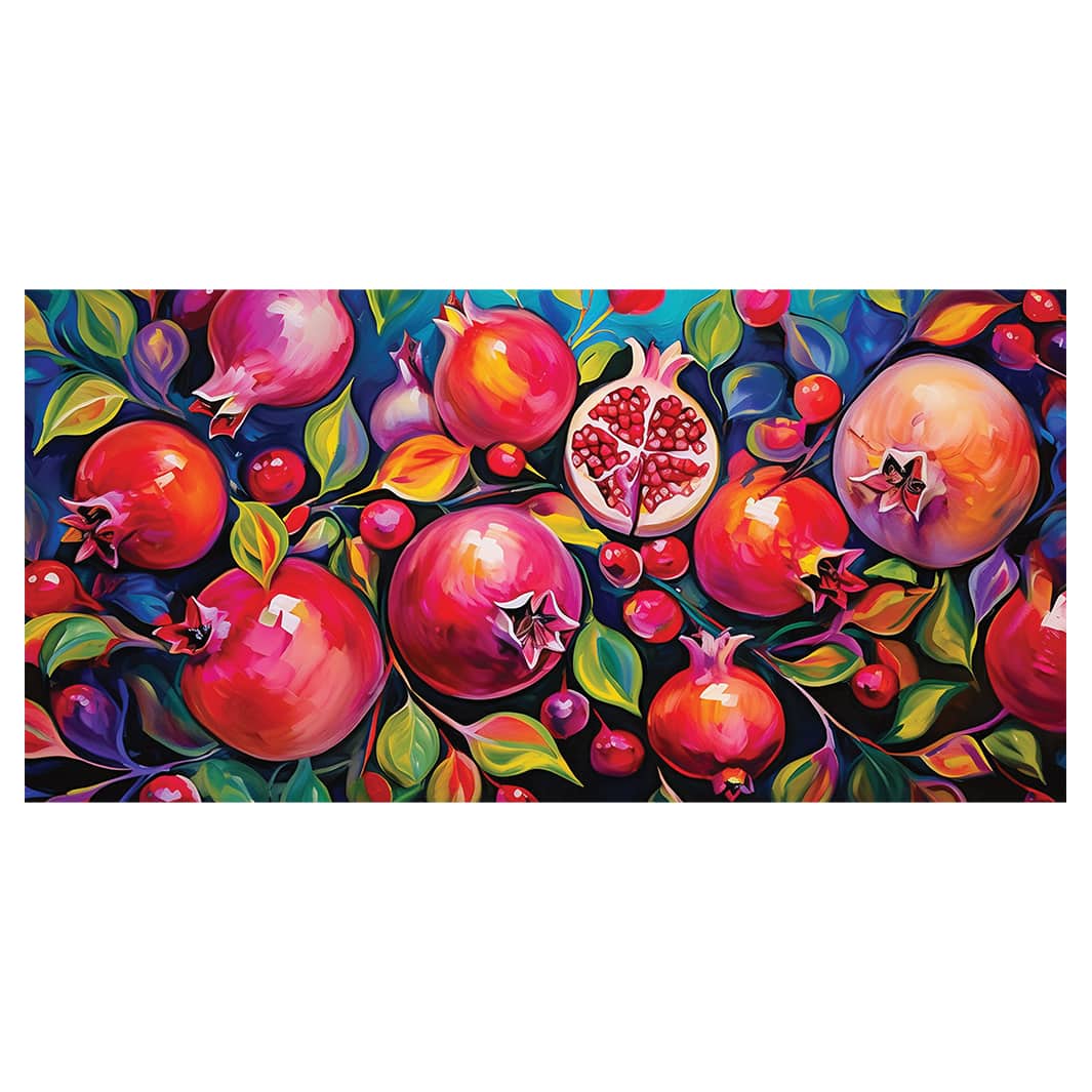 VIBRANT RED AND PINK POMEGRANATES TABLECLOTH