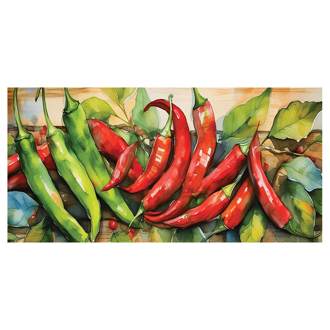 RED AND GREEN WATERCOLOUR CHILLIES TABLECLOTH