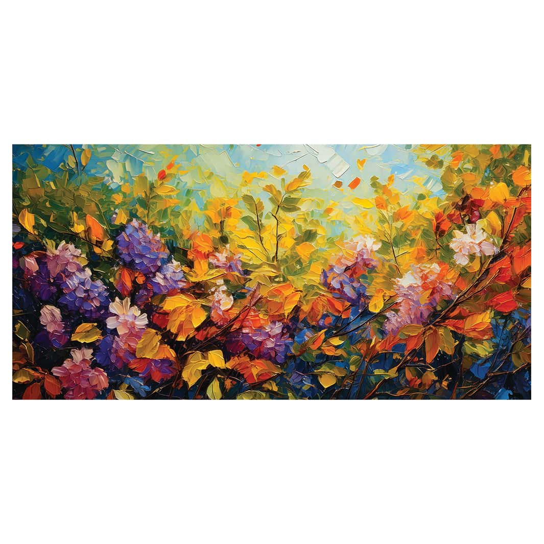 OIL PAINTED SPRING LEAVES TABLECLOTH