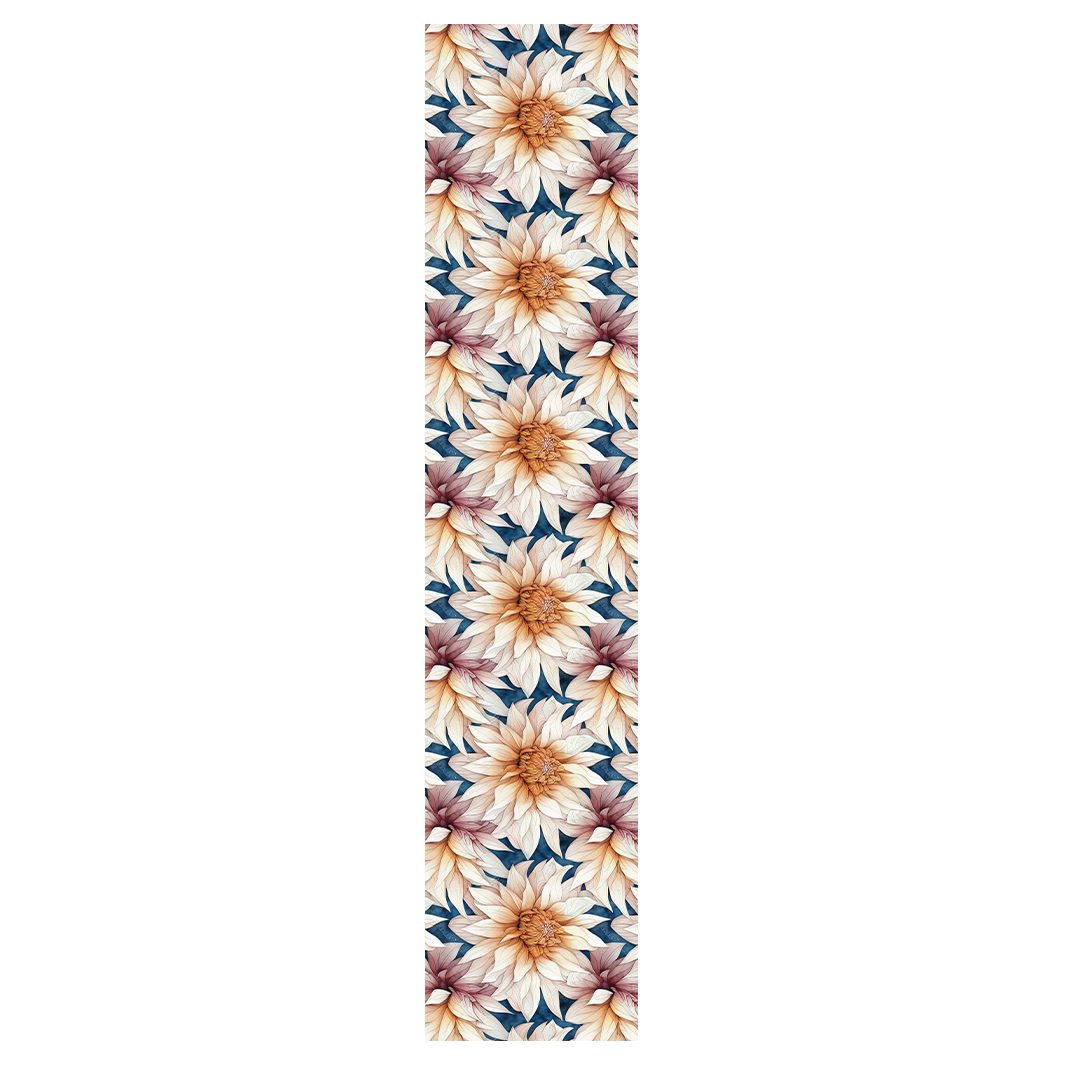GOLDEN FLORALS ON MIDNIGHT BLUE TABLE RUNNER