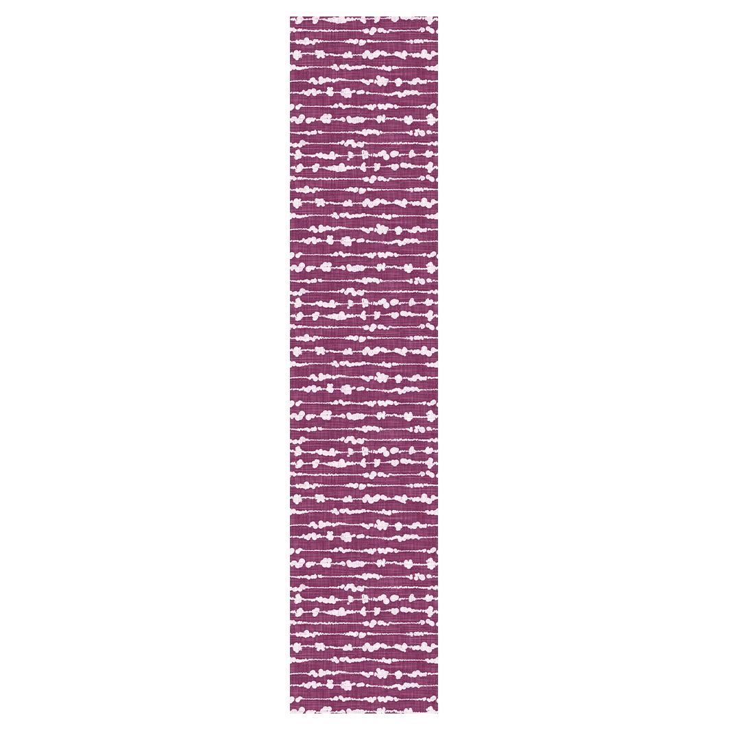 WHITE ORGANIC DOTTED STRIPES ON PURPLE TABLE RUNNER