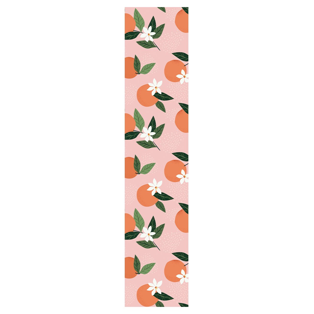 CITRUS AND BLOSSOMS ON PINK TABLE RUNNER