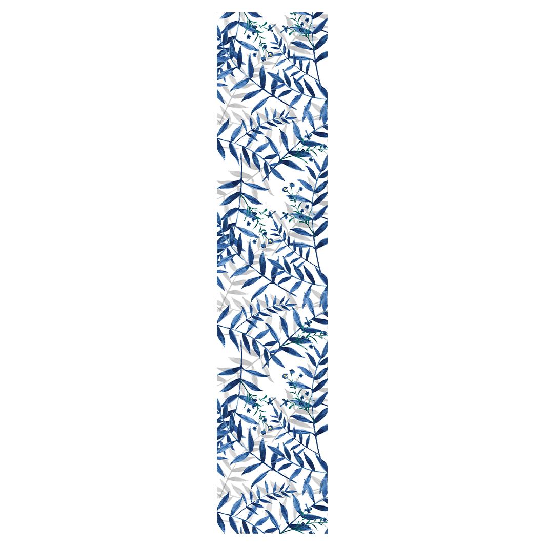 BLUE AND GREY LEAFY LAYERS TABLE RUNNER