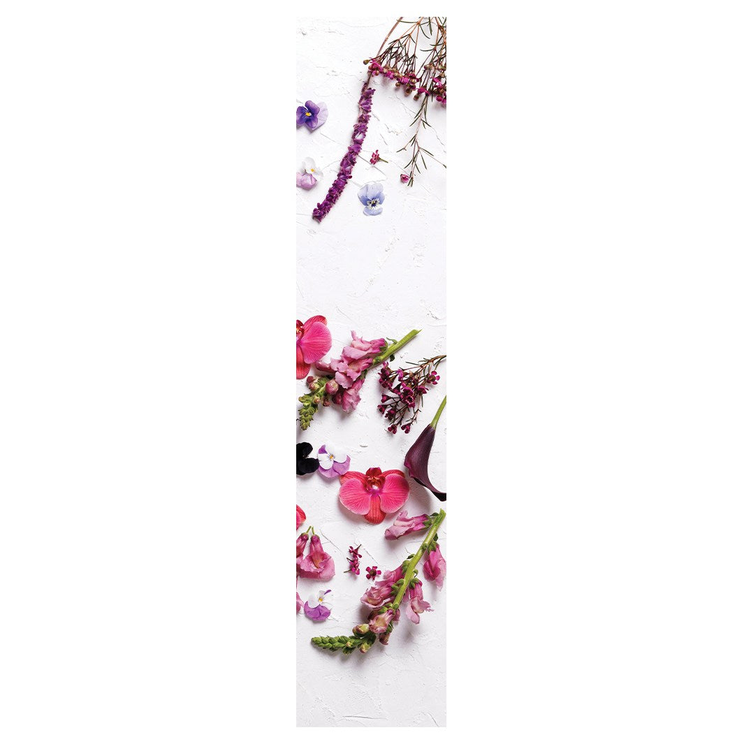 SCATTERED BLOSSOMS ON WHITE TABLE RUNNER