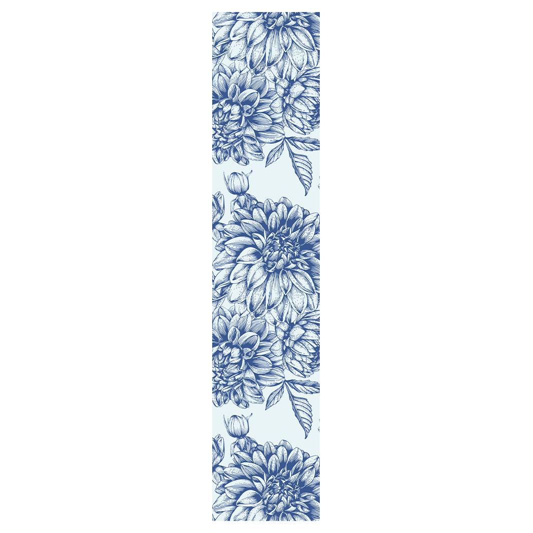 BLUE BOTANICAL LINE ART TABLE RUNNER