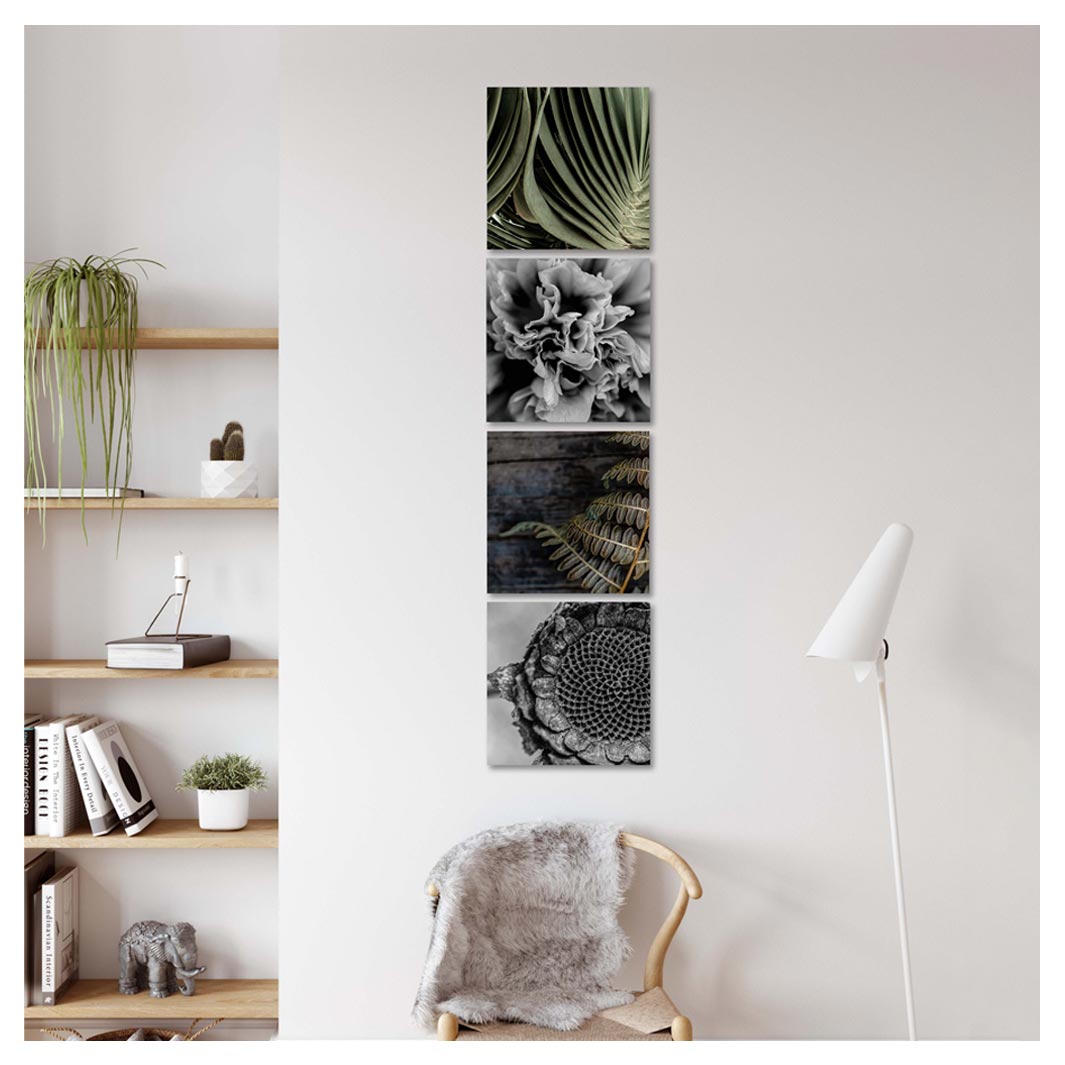 TINTED TEXTURES GREEN AND GREY BIRCH BLOCK 4 PIECE COLLAGE
