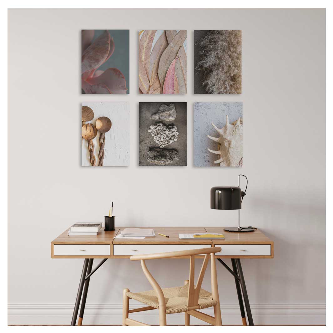 ALTERNATIVE BEACH HOUSE TEXTURES BIRCH BLOCKS 6 PIECE COLLAGE