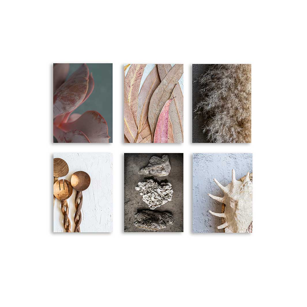 ALTERNATIVE BEACH HOUSE TEXTURES BIRCH BLOCKS 6 PIECE COLLAGE
