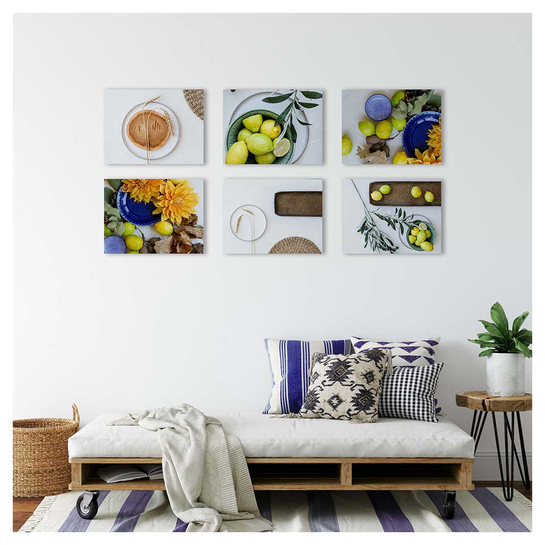 SAILOR'S PLATE LEMONS BIRCH BLOCKS 6 PIECE COLLAGE