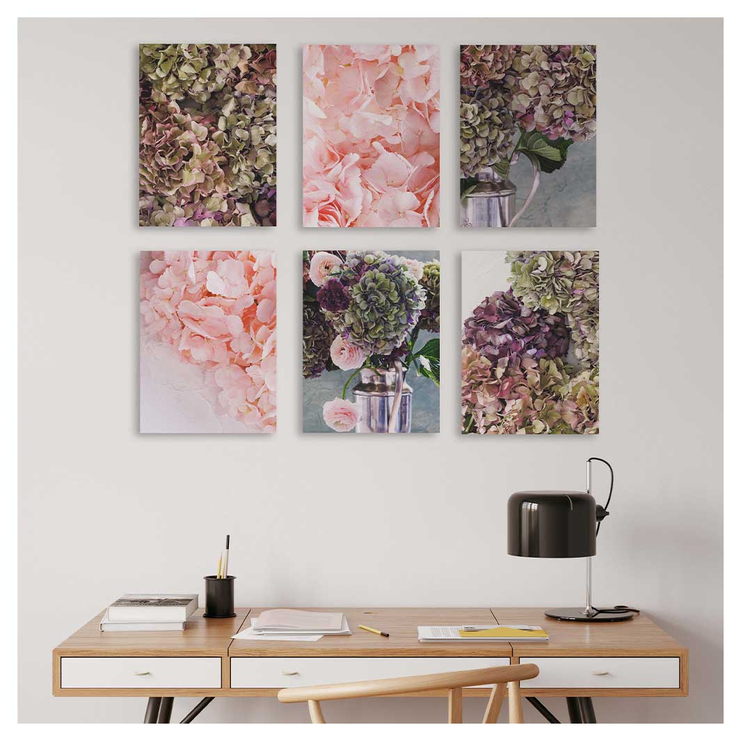 HYDRANGEA HUES BIRCH BLOCKS 6 PIECE COLLAGE