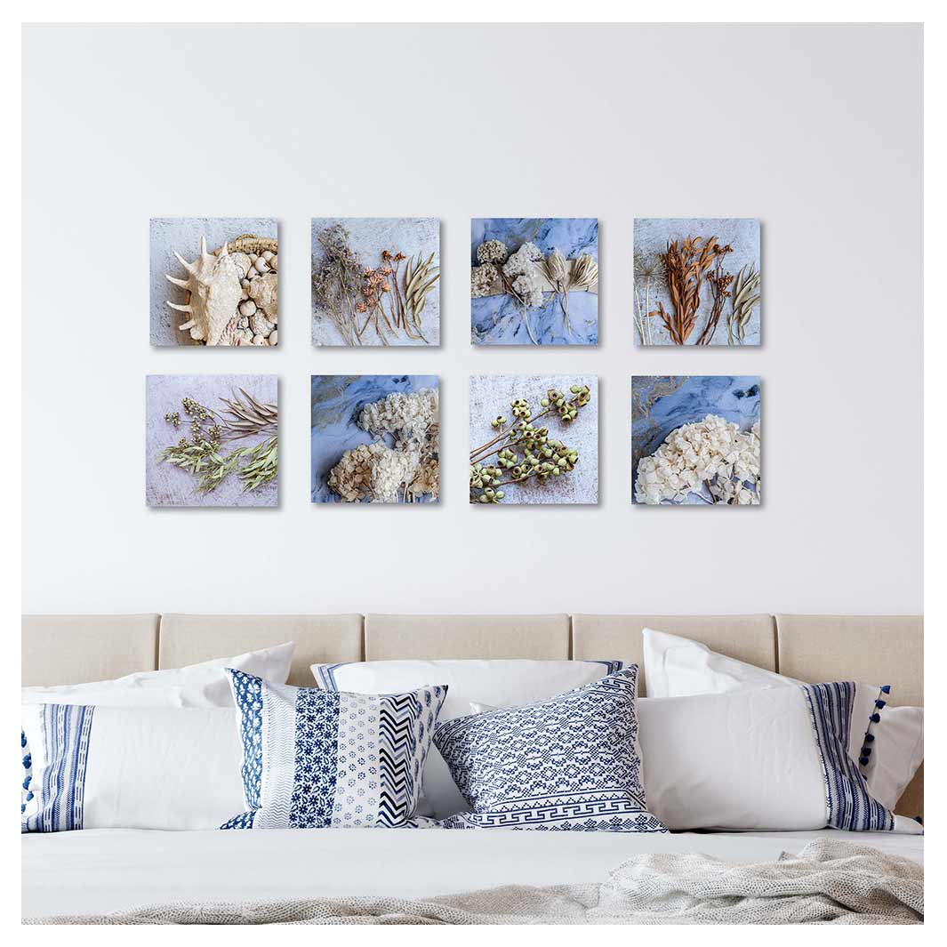MODERN NAUTIC BLUE BIRCH BLOCK 8 PIECE COLLAGE