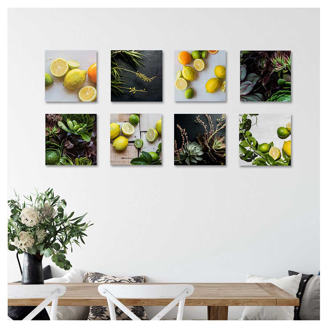 PERFECT CONTRAST LEMONS AND BLACK BIRCH BLOCK 8 PIECE COLLAGE