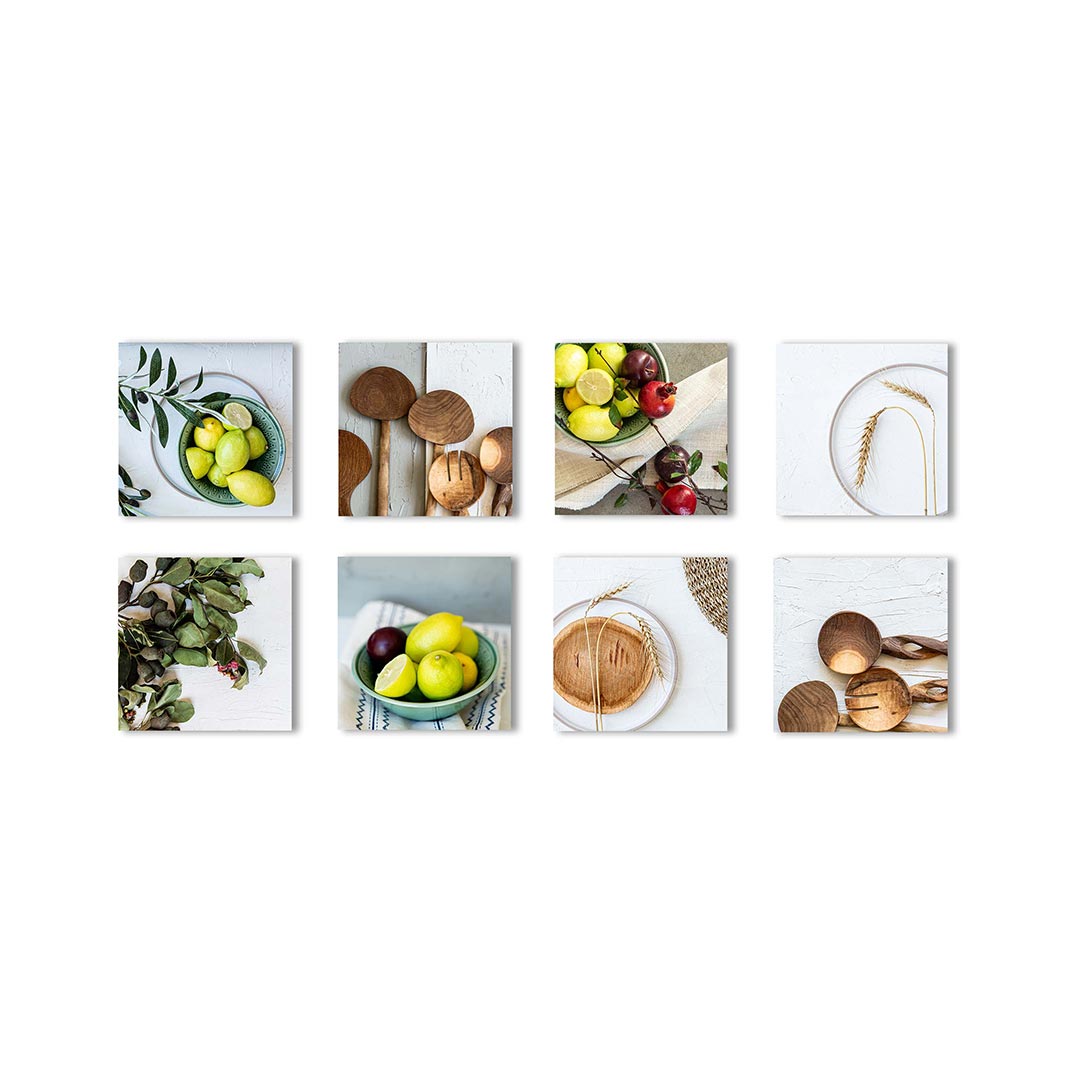 FARMHOUSE INVITE WOOD AND LEMONS BIRCH BLOCK 8 PIECE COLLAGE