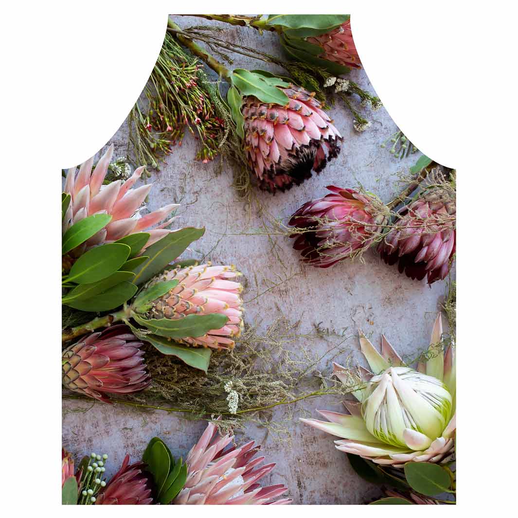 FLORAL PINK MIXED KING PROTEAS APRON