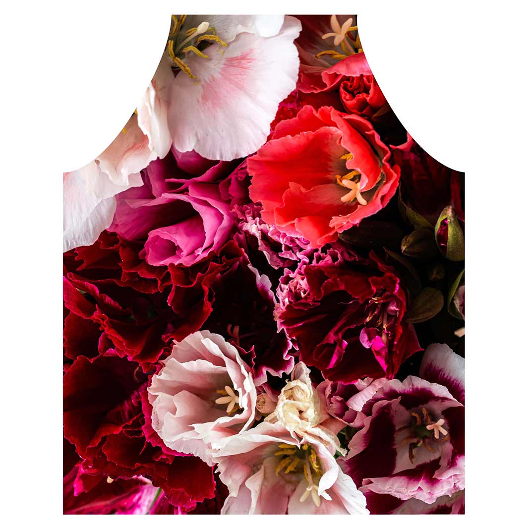 FLORAL PINK AND RED LISIANTHUS FLOWER MIX APRON
