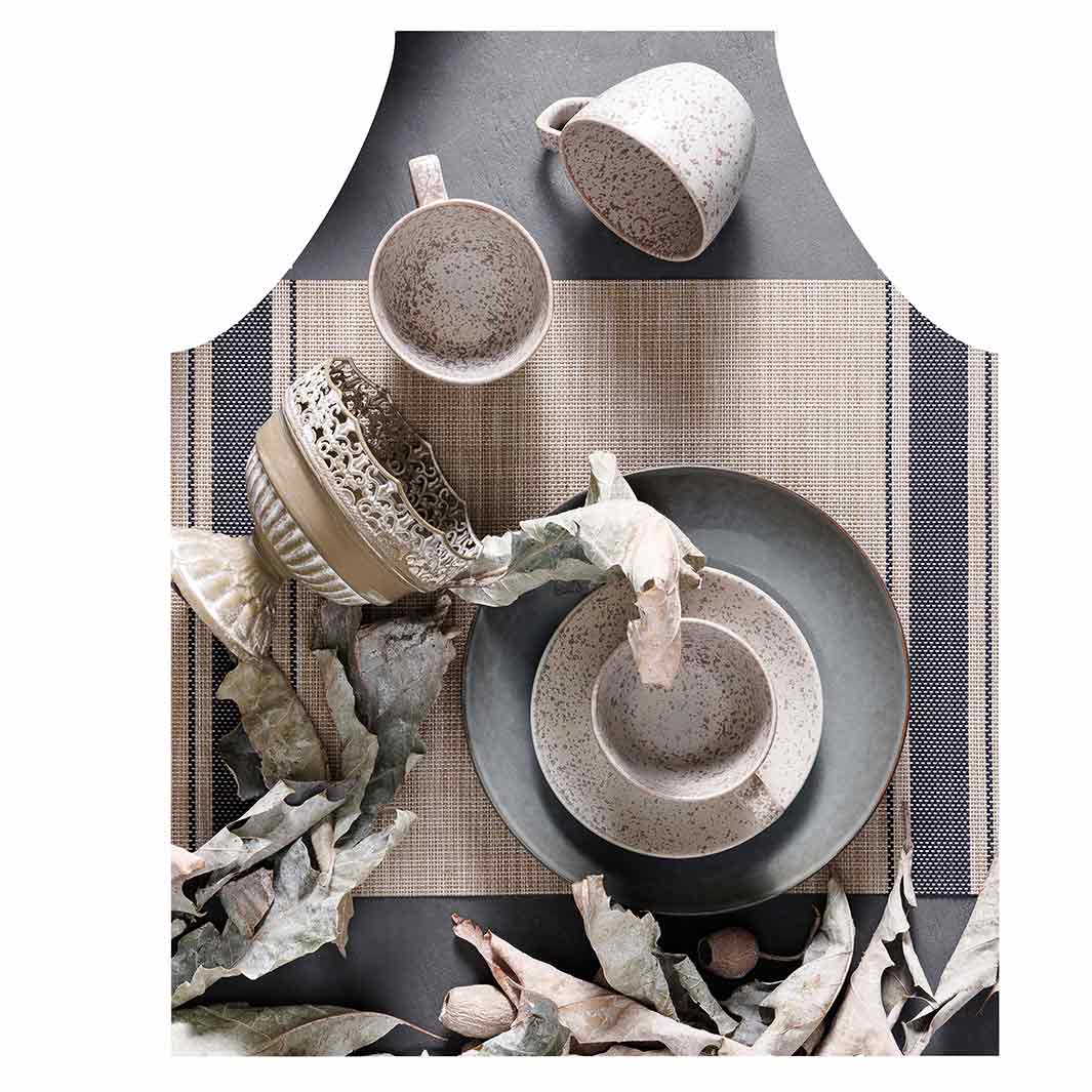 RUSTIC GREY STILL LIFE WITH LEAVES APRON