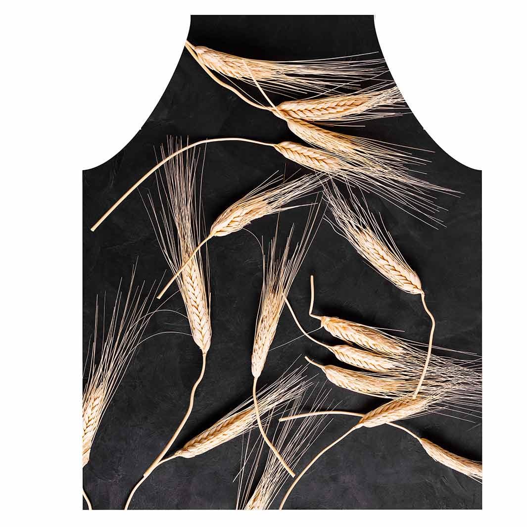 SCATTERED WHEAT ON BLACK APRON