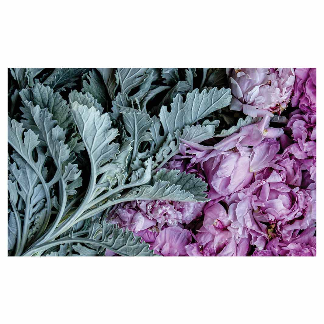 FLORAL SILVER LEAVES WITH PINK PEONIES ANTI-FATIGUE KITCHEN MAT