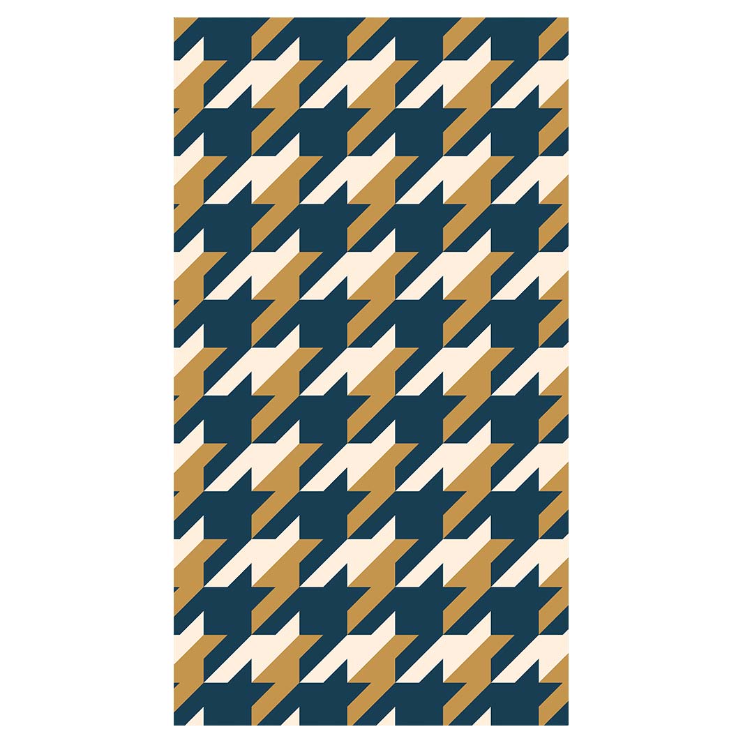 HOUNDSTOOTH BLUE AND GOLD BUFF