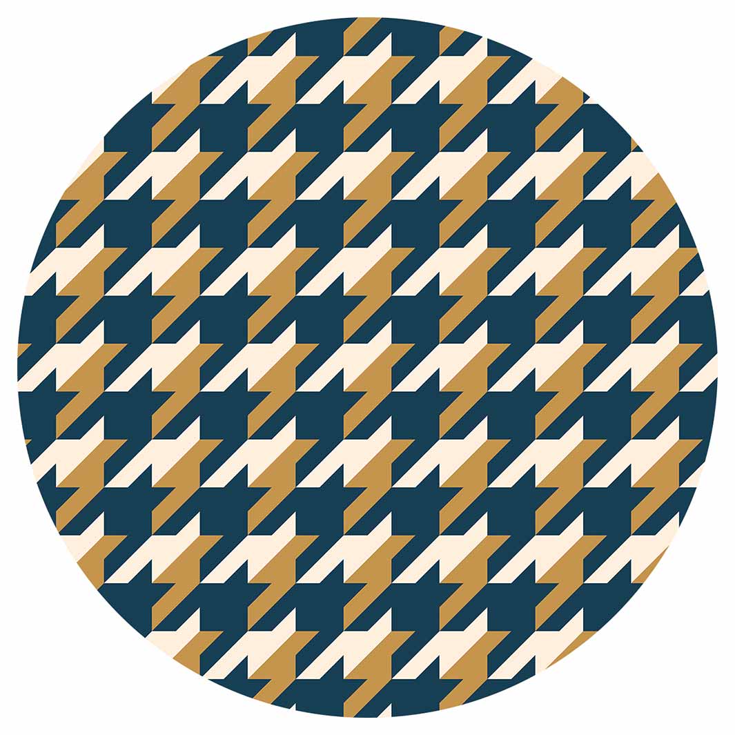 HOUNDSTOOTH BLUE AND GOLD ROUND COASTER