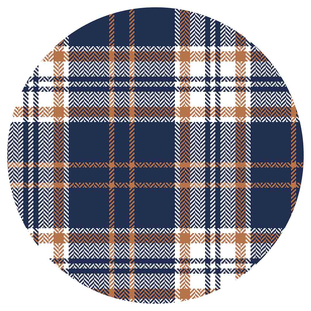 NAVY AND GOLD PLAID PATTERN ROUND COASTER