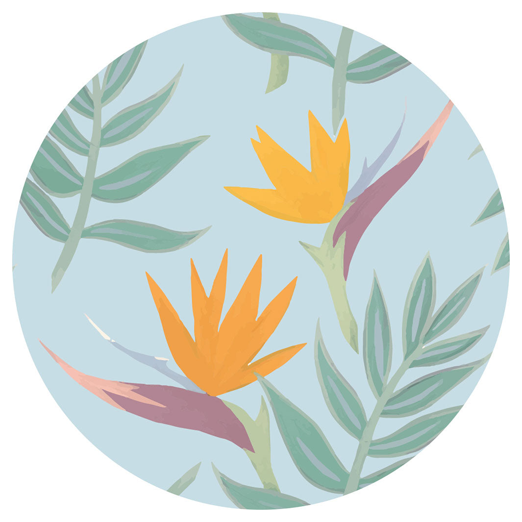 STRELITZIA AND LEAVES PATTERN ROUND COASTER