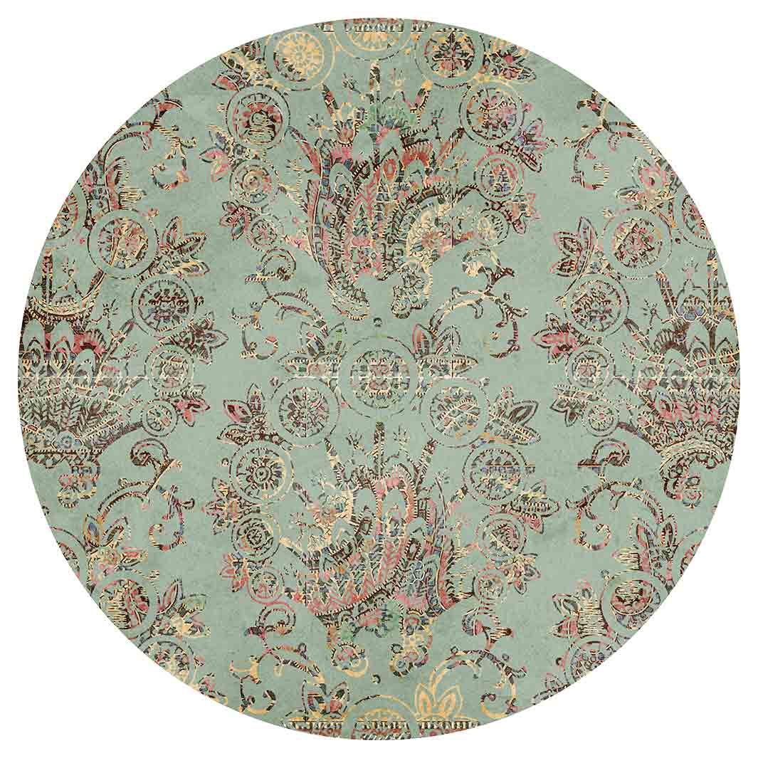 ANTIQUE PAISLEY LIGHT BLUE DESIGN ROUND COFFEE TABLE