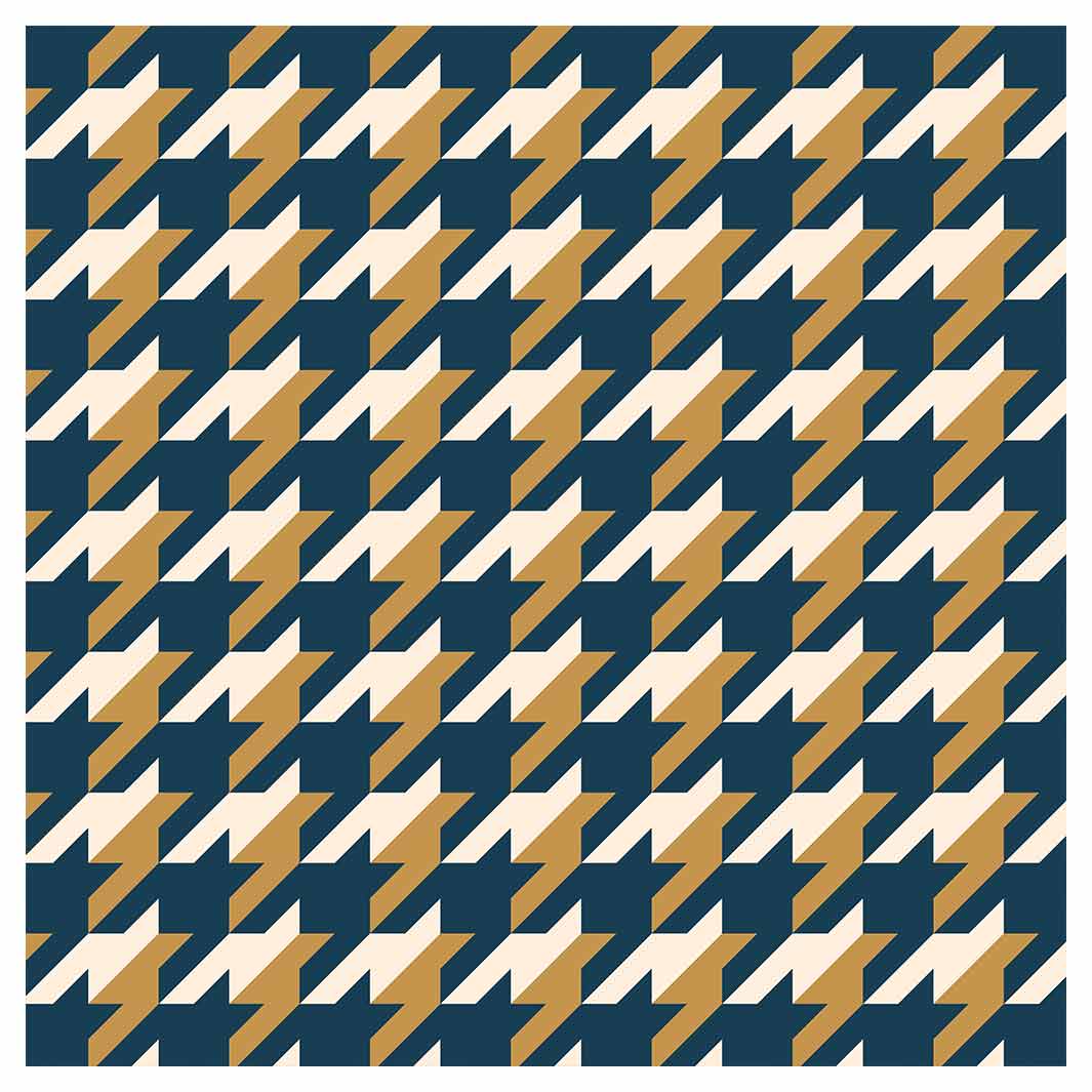 HOUNDSTOOTH BLUE AND GOLD SQUARE COFFEE TABLE
