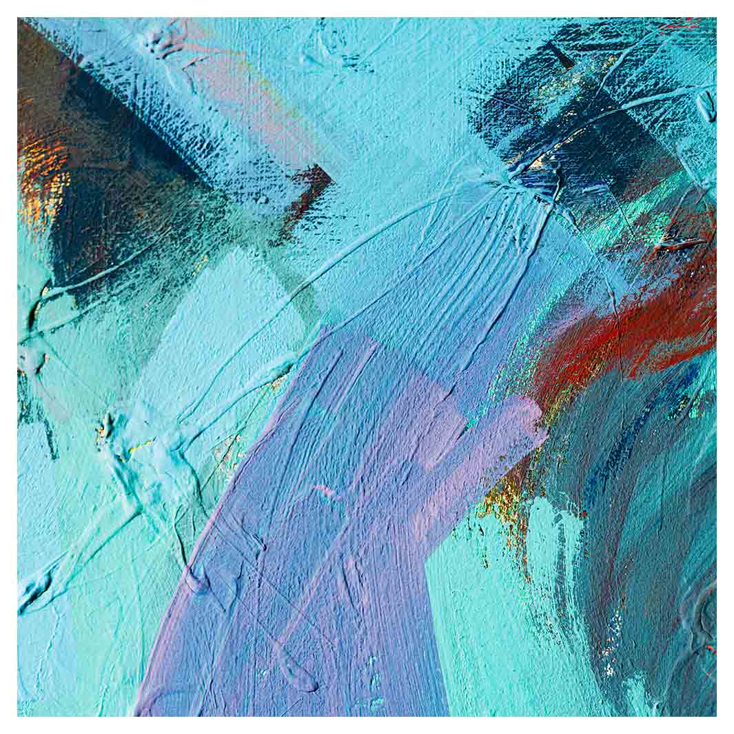 PAINT AQUA AND MAROON ACRYLIC TEXTURE SQUARE COFFEE TABLE