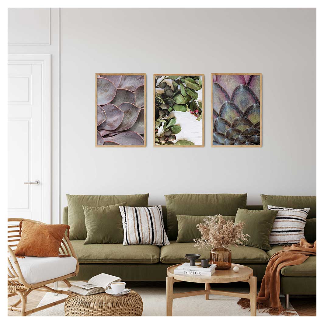 MOODY PATTERNS PURPLE AND GREEN CURATED WALL ART 3 PIECE