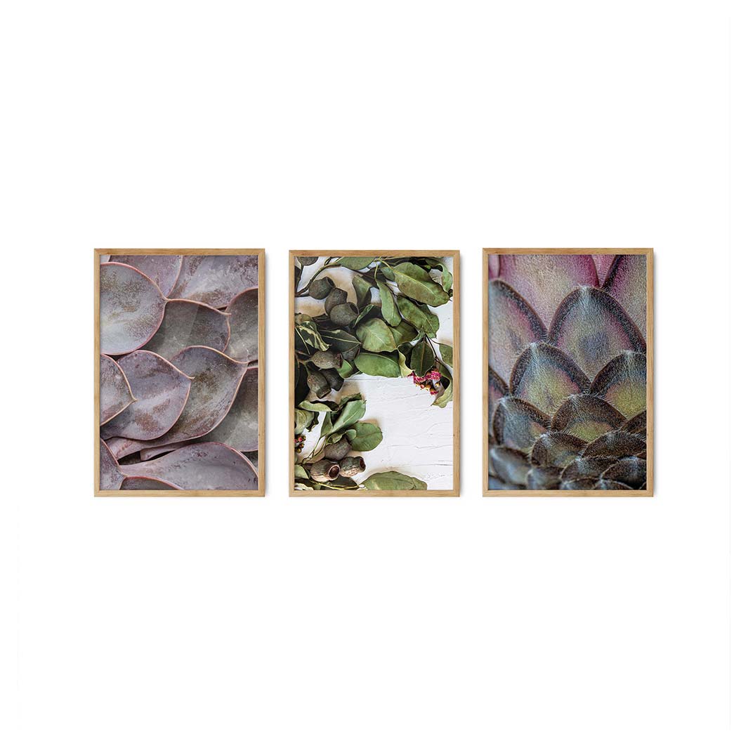 MOODY PATTERNS PURPLE AND GREEN CURATED WALL ART 3 PIECE