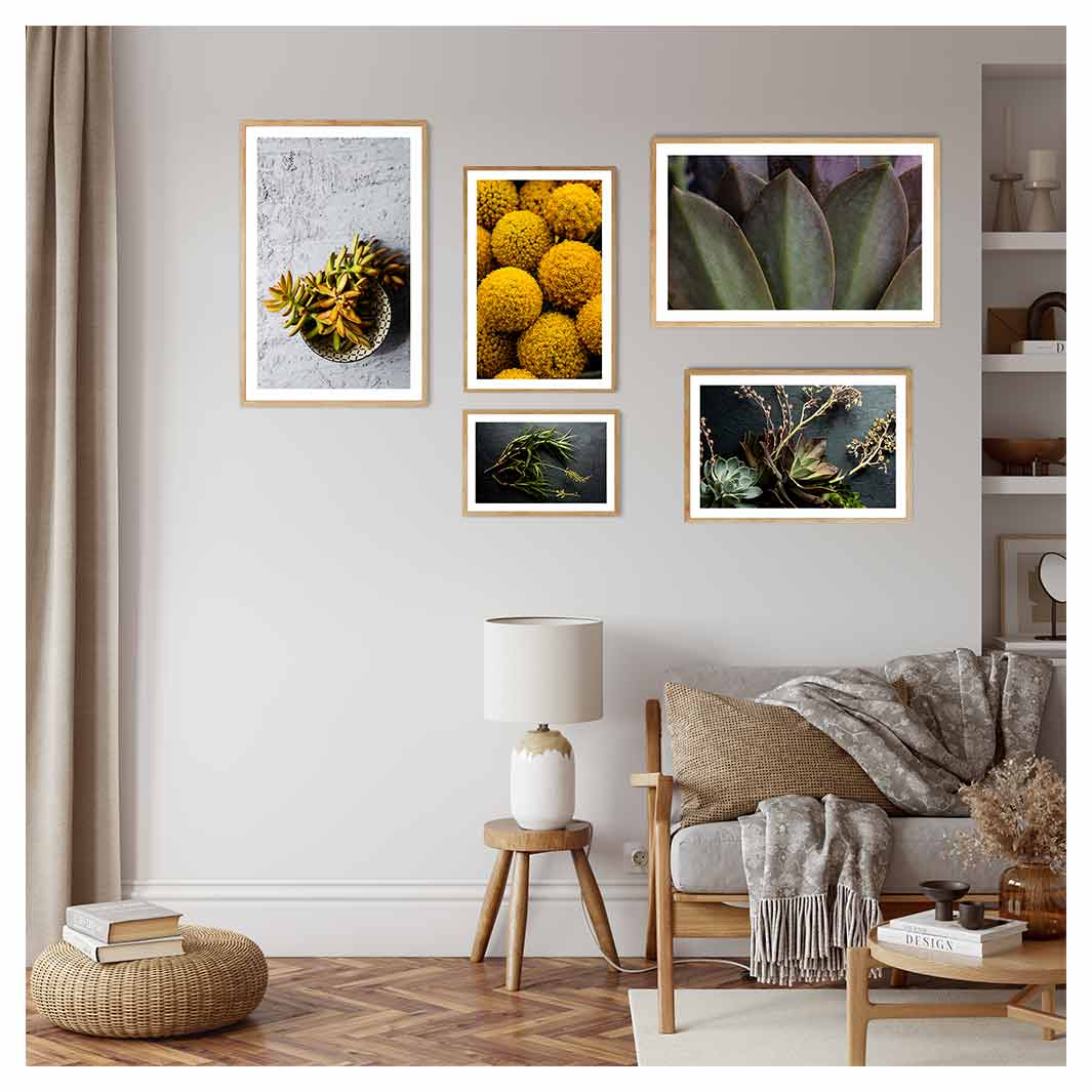 VIBRANT DELICASIES YELLOW WALL ART 5 PIECE