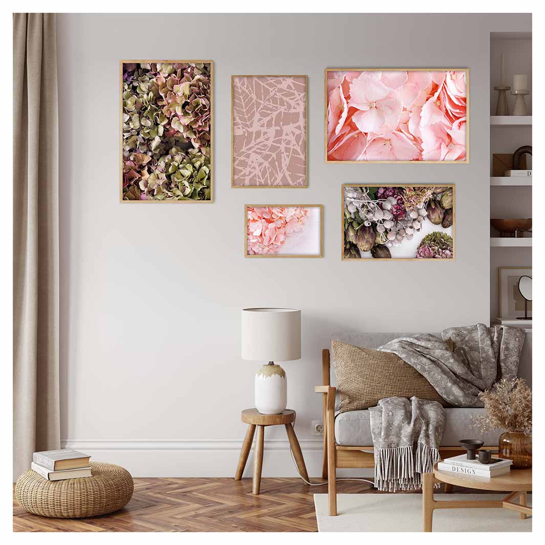 LIGHT HYDRANGEA TEXTURES WALL ART 5 PIECE