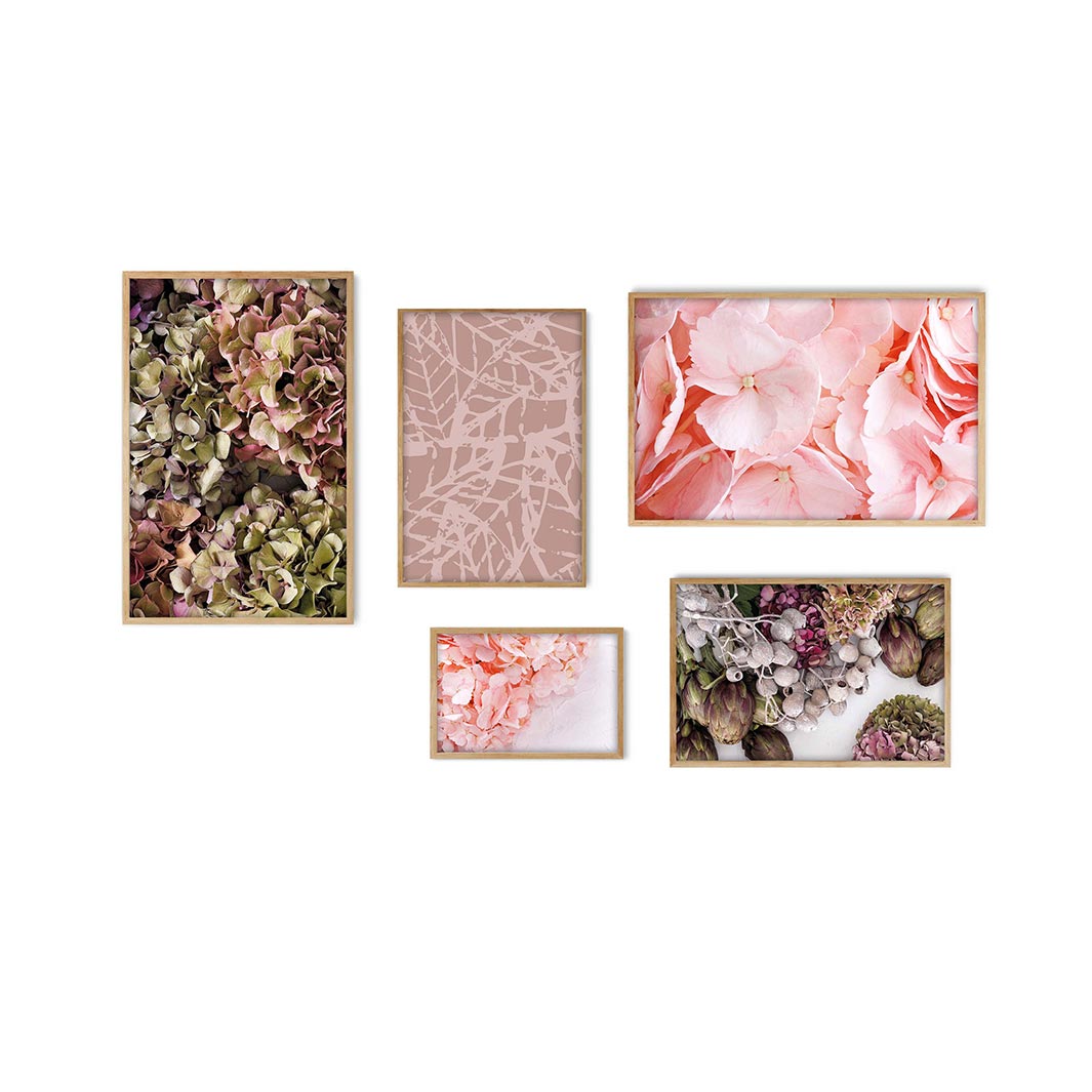 LIGHT HYDRANGEA TEXTURES WALL ART 5 PIECE