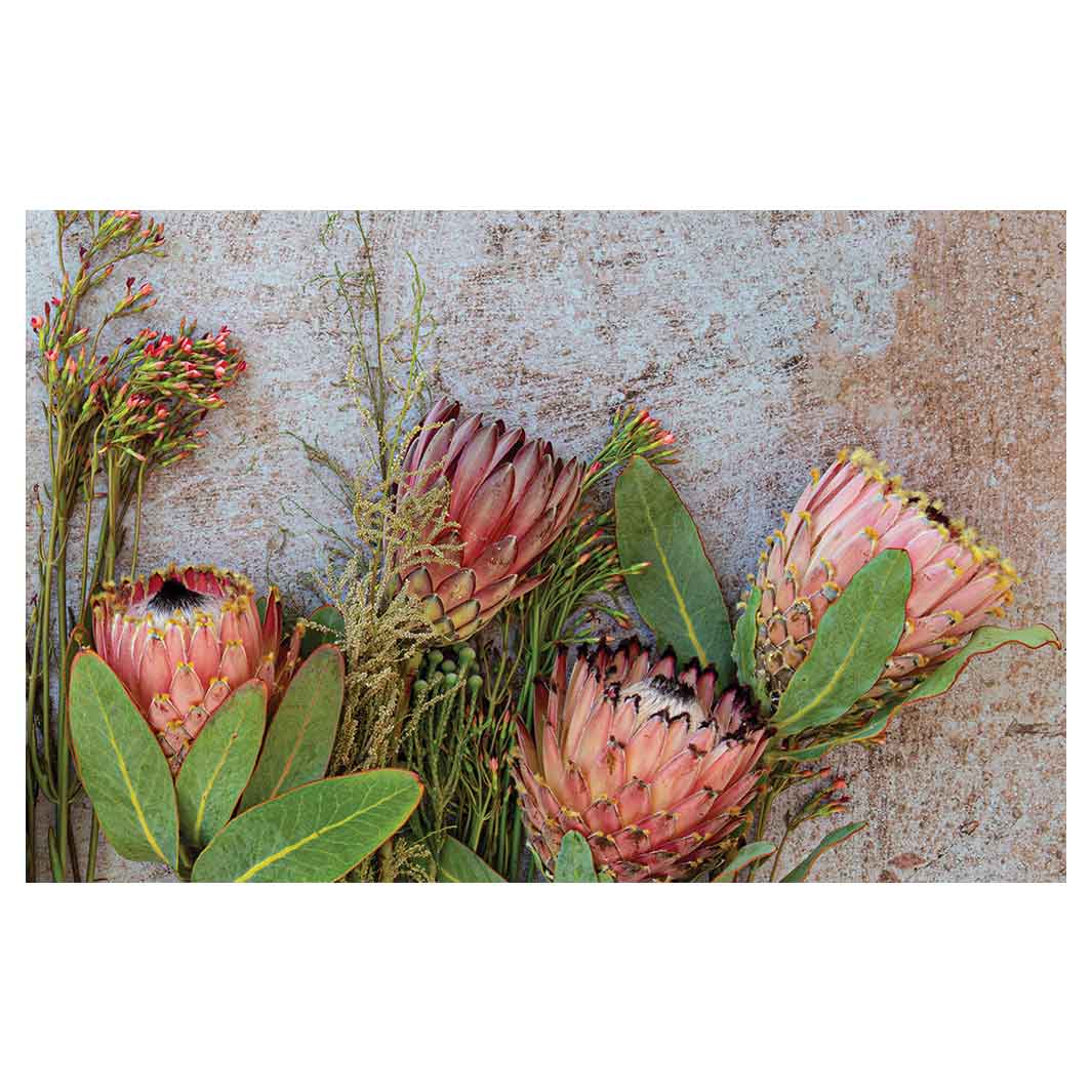 FLORAL PINK MIXED PROTEAS WITH GREEN FOLIAGE BATHMAT