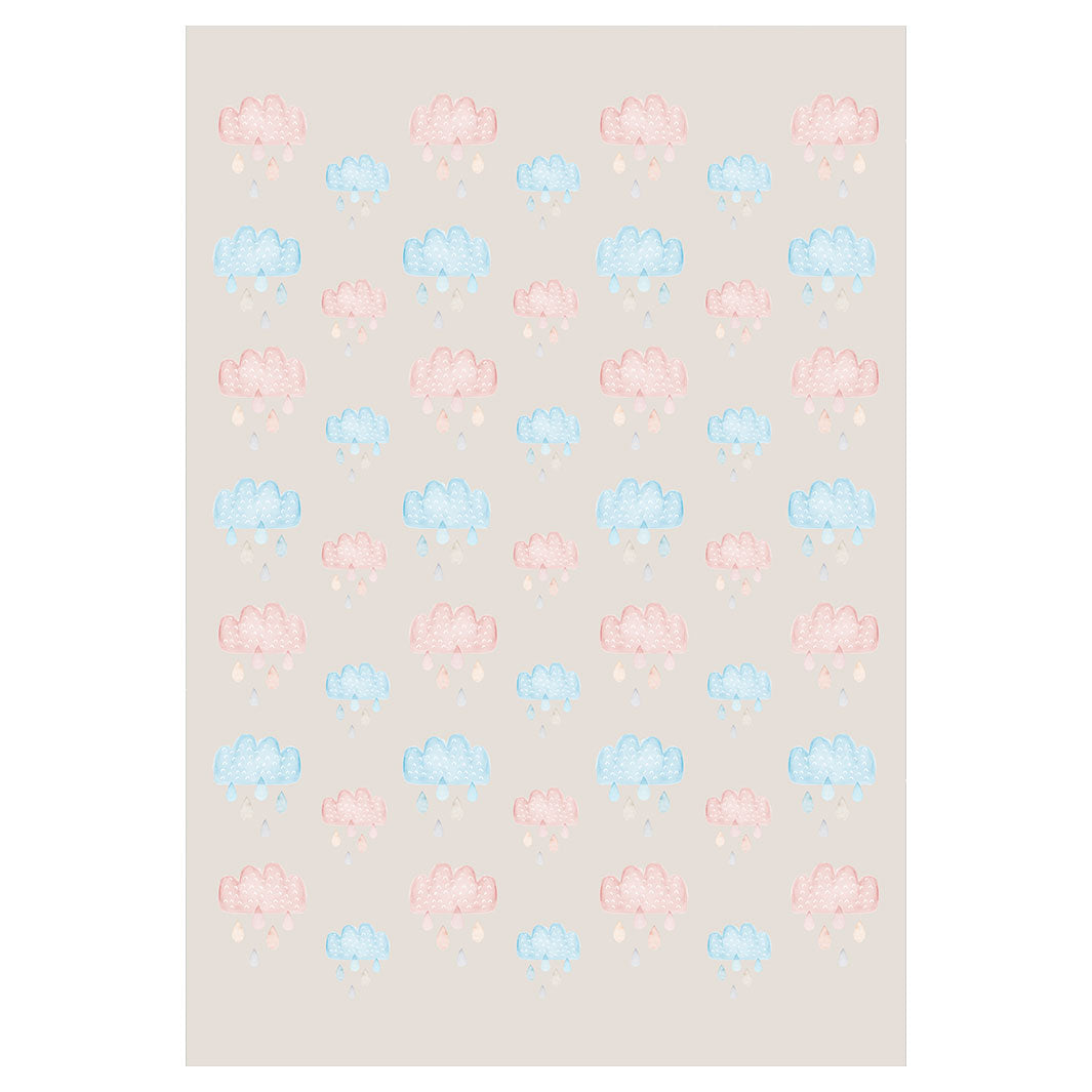 KIDS PINK AND BLUE WATERCOLOUR CLOUDS FLEECE BLANKET