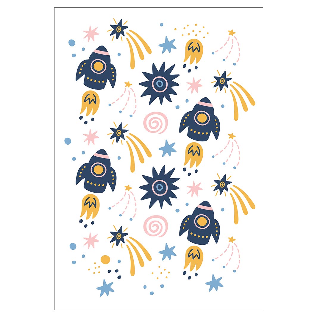 KIDS COLOURFUL SPACESHIPS PATTERN FLEECE BLANKET