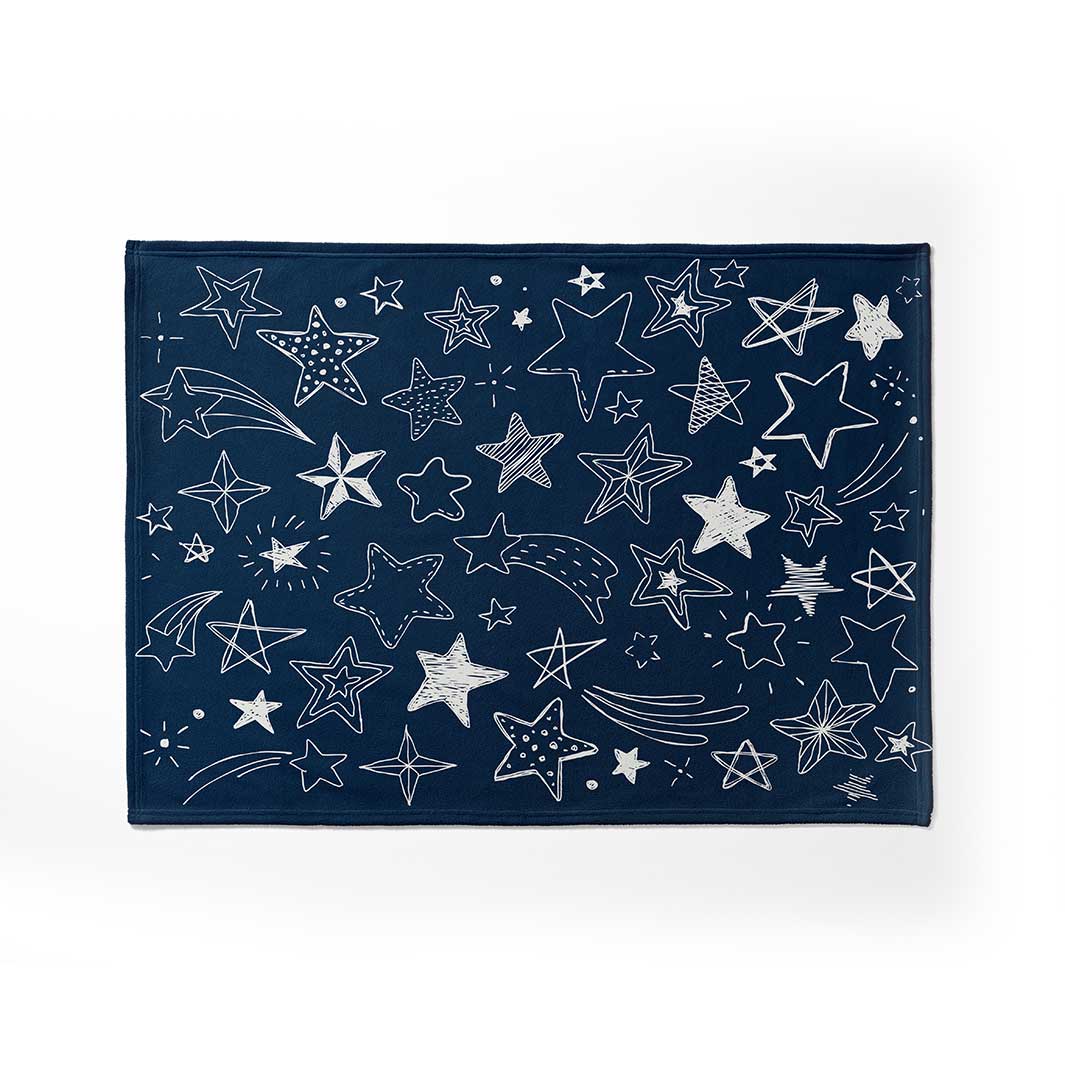 KIDS NAVY AND WHITE STARS PATTERN FLEECE BLANKET