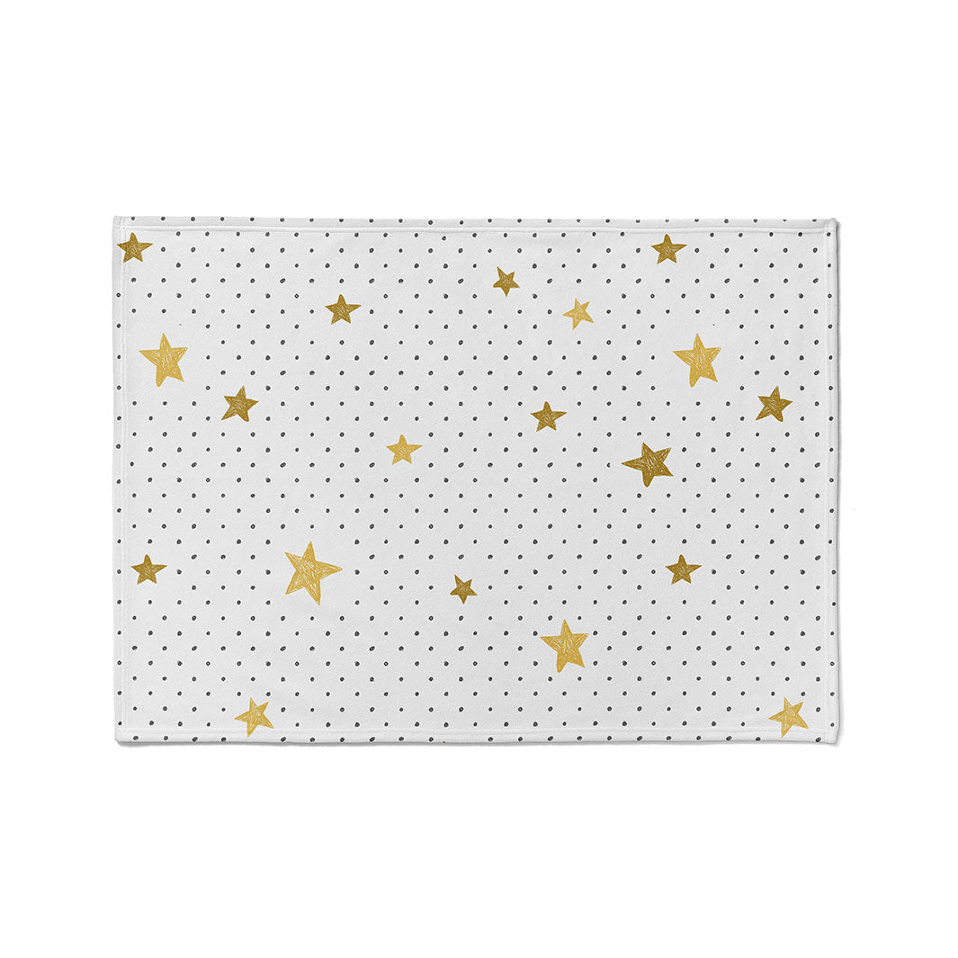 KIDS BLACK AND GOLD DOTS AND STARS PATTERN FLEECE BLANKET
