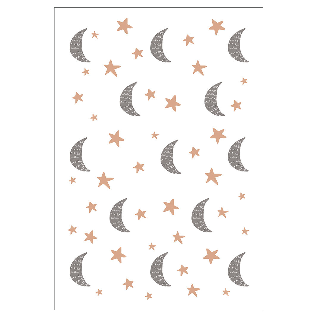 KIDS GREY AND PINK MOON AND STARS PATTERN FLEECE BLANKET