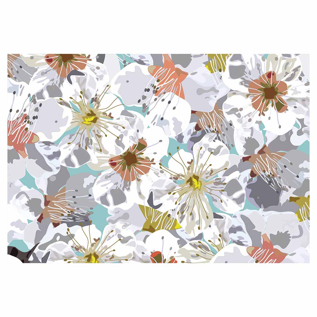 ABSTRACT FLOWERS GREY AND ORANGE PATTERN FLEECE BLANKET