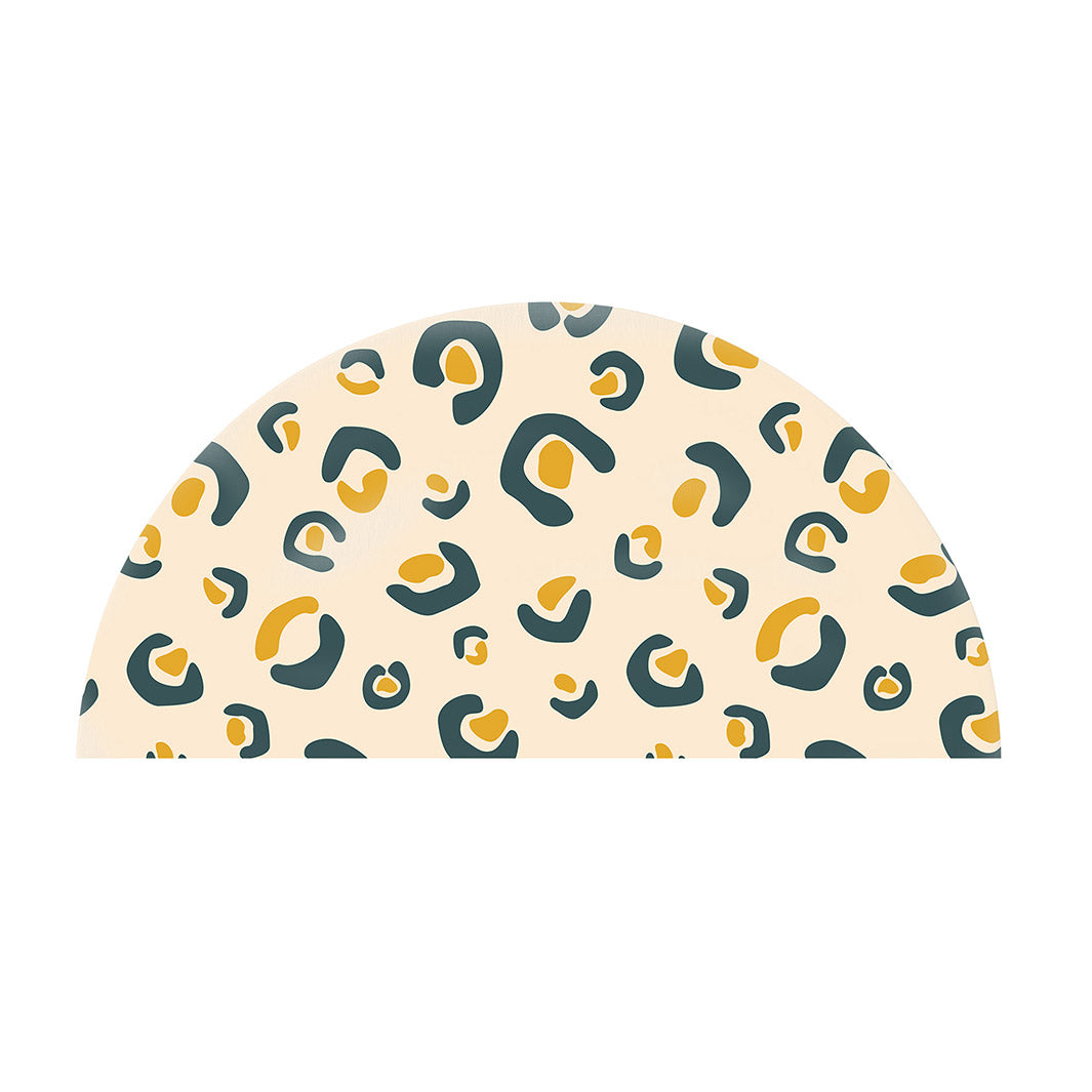 KIDS YELLOW LEOPARD PRINT PATTERN HALF ROUND RUG