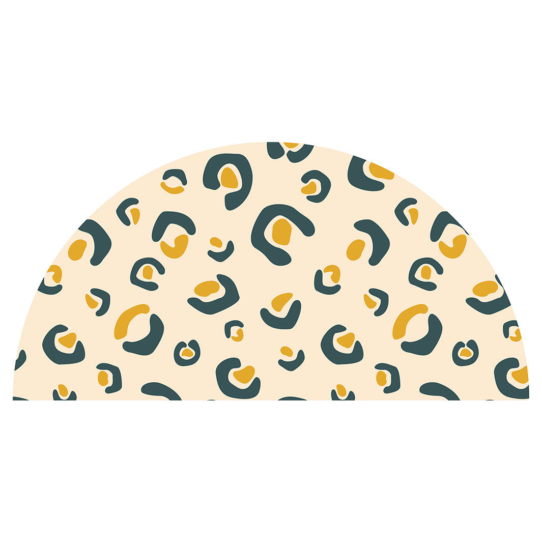 KIDS YELLOW LEOPARD PRINT PATTERN HALF ROUND RUG