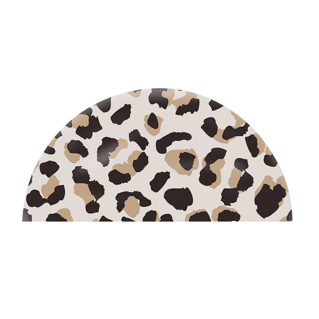 KIDS NATURAL BROWN LEOPARD PRINT HALF ROUND RUG