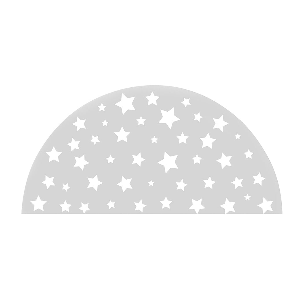 KIDS GREY WHITE STARS PATTERN HALF ROUND RUG