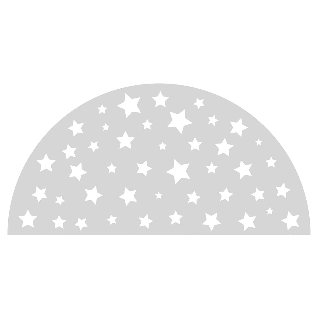 KIDS GREY WHITE STARS PATTERN HALF ROUND RUG