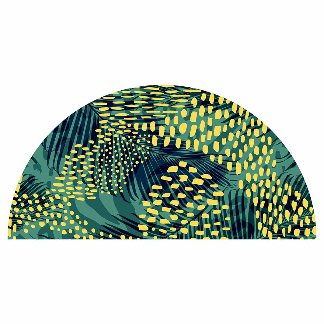 KIDS GREEN YELLOW JUNGLE PATTERN HALF ROUND RUG